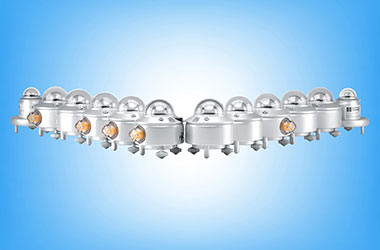 An array of 12 Kipp & Zonen ISO 960 A, B and C class pyranometers aligned in a triangular formation.